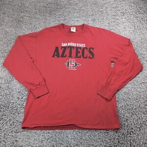 San Diego State Aztecs Shirt Men Large Red SDSU NCAA Graphic Tee Long Sleeve